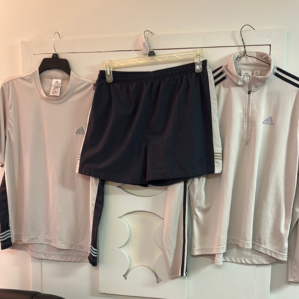 Adidas Light Gray and Black Sports Ensemble
